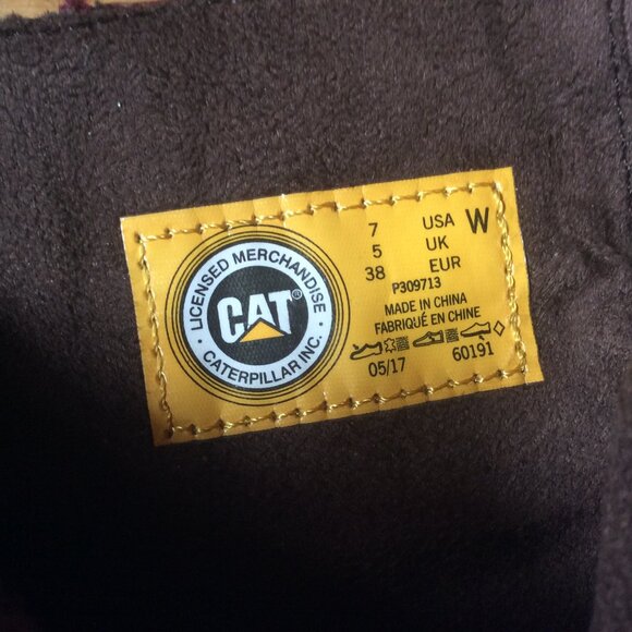 Caterpiller Red Cat Kiley Sedona Herringbone Leather Ankle Boot EUC Size 7.5 - Picture 7 of 7